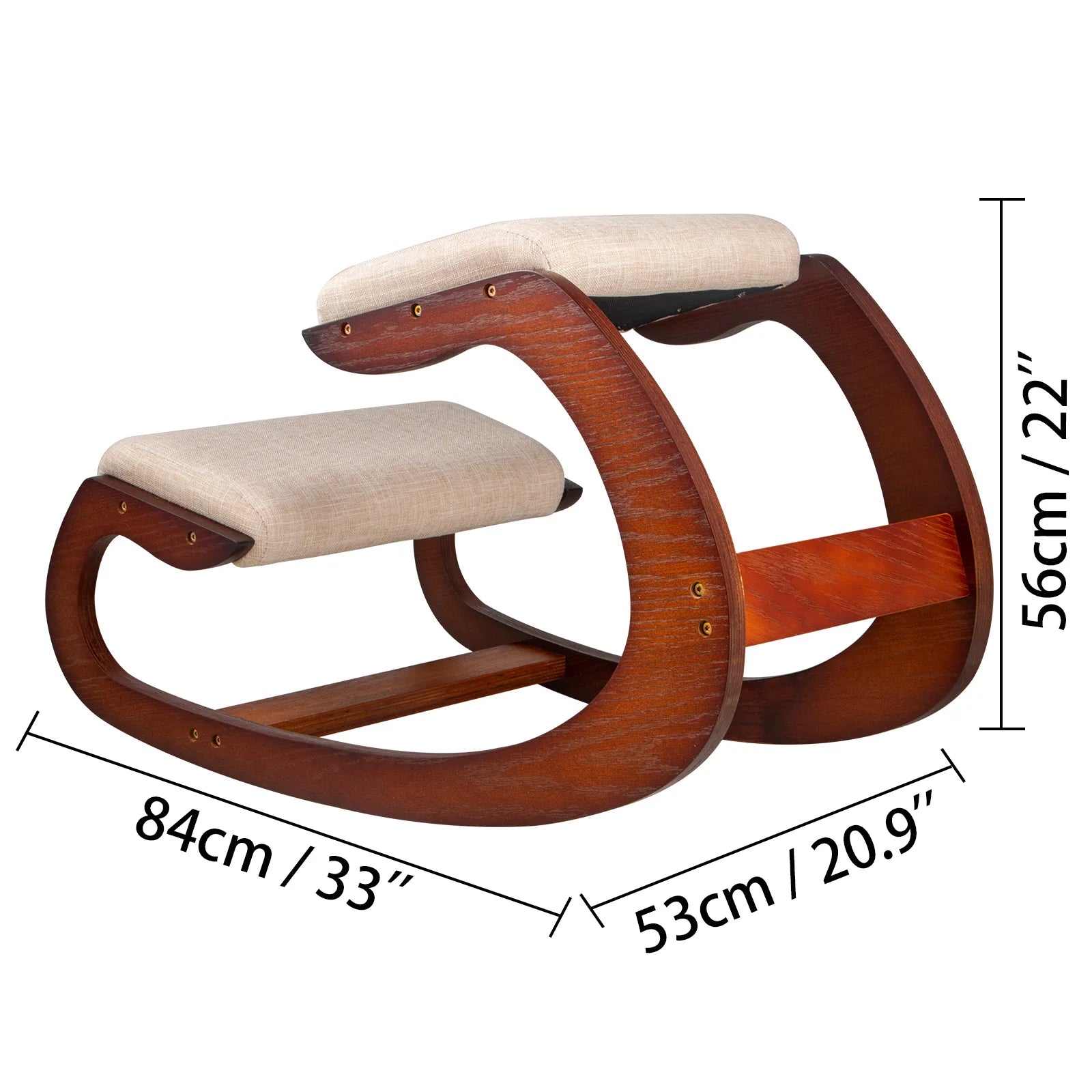 VEVOR Ergonomic Kneeling Chair – Rocking Wood Stool with Thick Cushion - Image 8