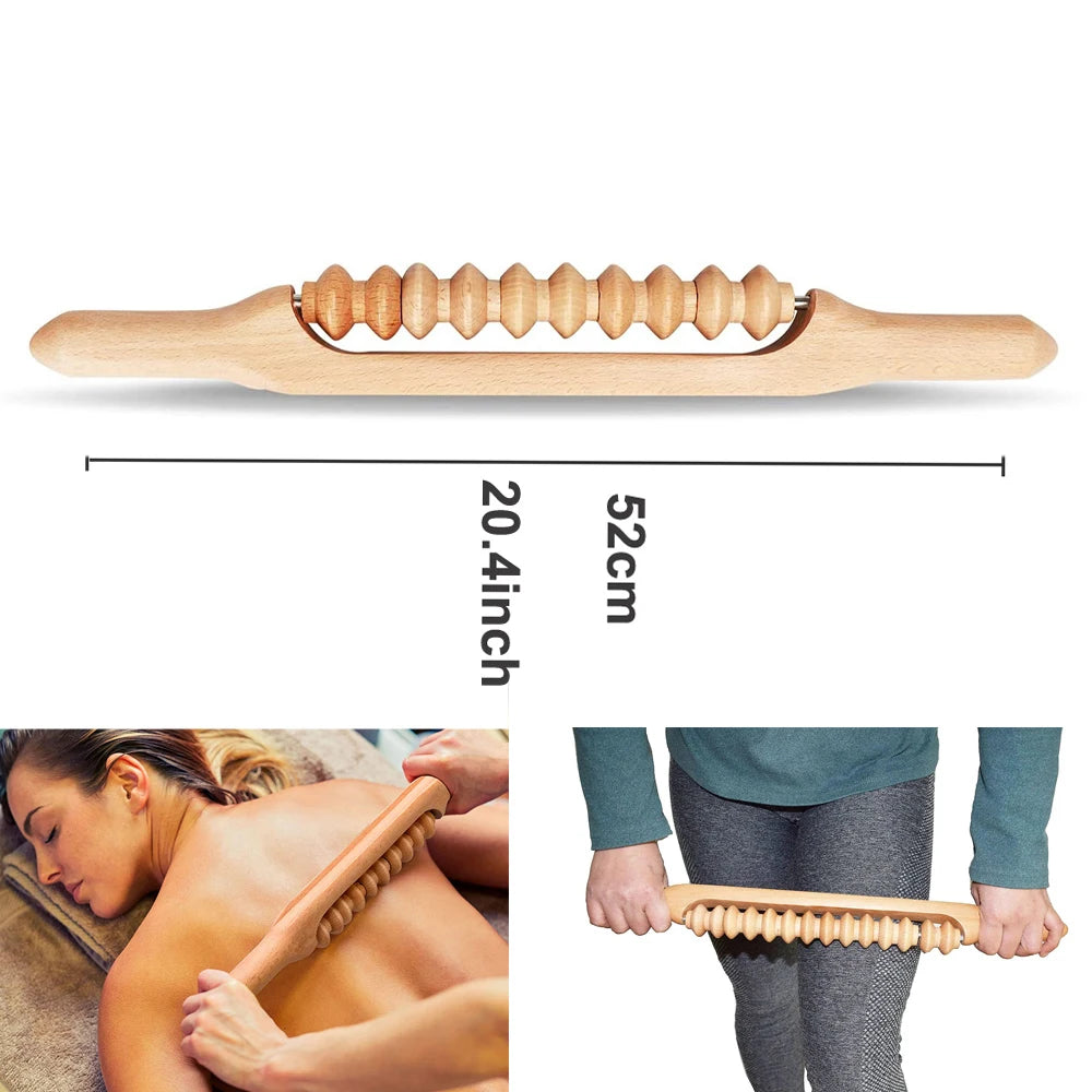 12-Wheel Wood Therapy Roller Stick – Curved Maderoterapia Colombiana Massager for Lymphatic Drainage - Image 9