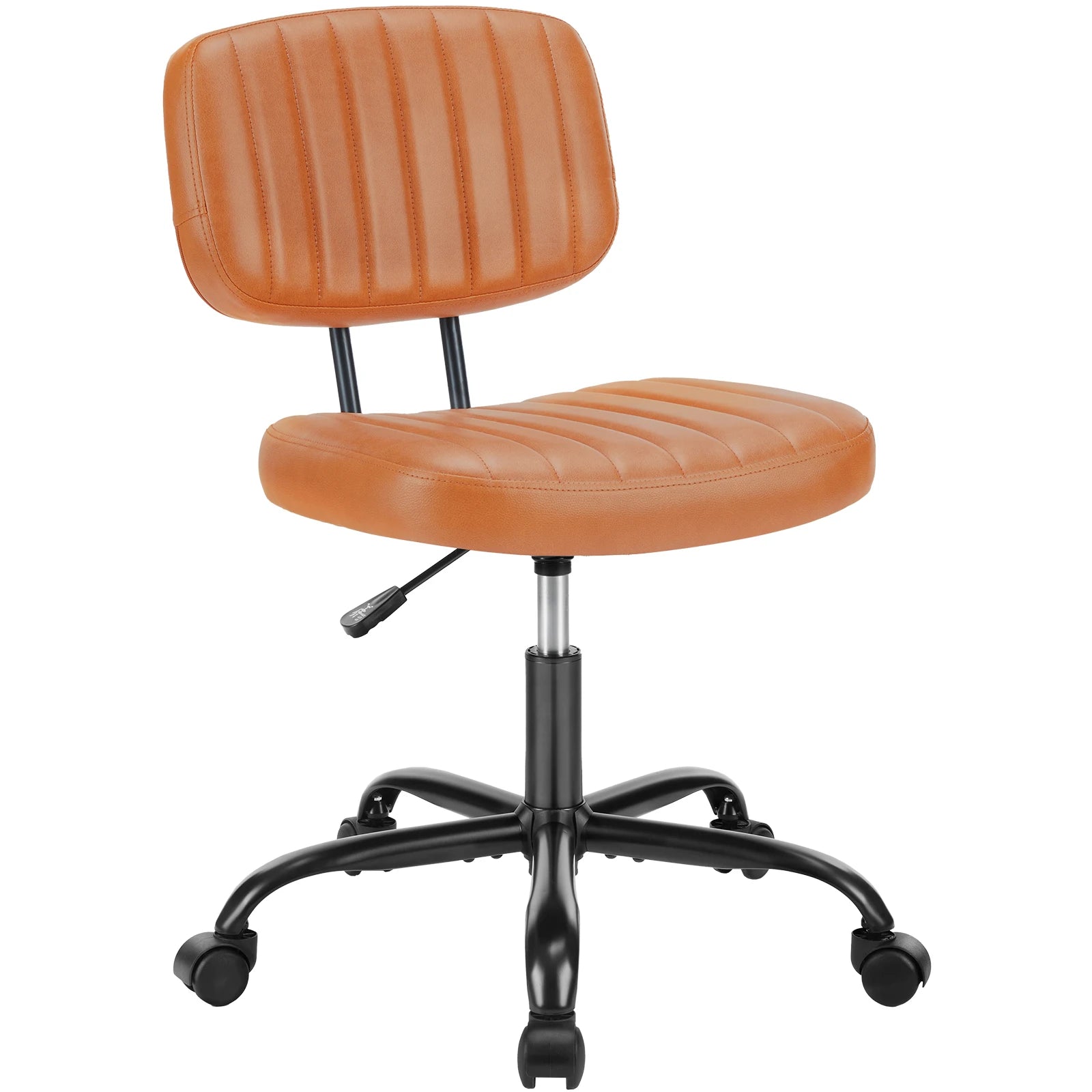 JHK Armless Office Desk Chair – PU Leather Computer Chair with Lumbar Support & 360° Swivel