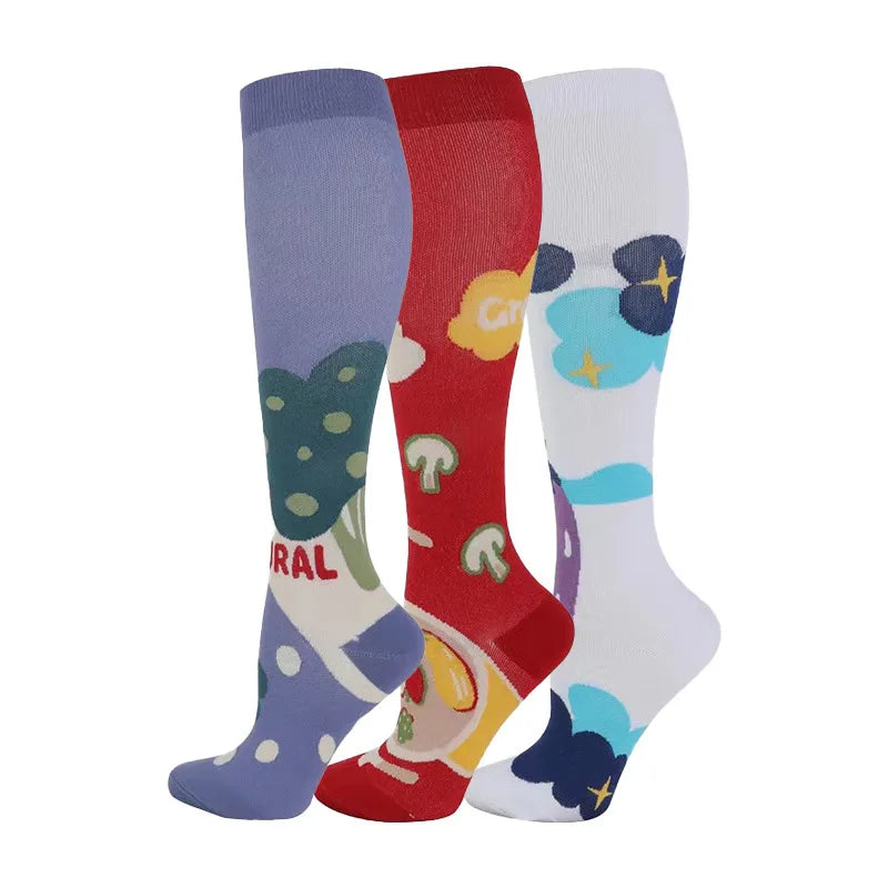 3 Pairs/Pack Compression Socks – 30mmHg Knee-High Support for Men & Women (58 Styles) - Image 61