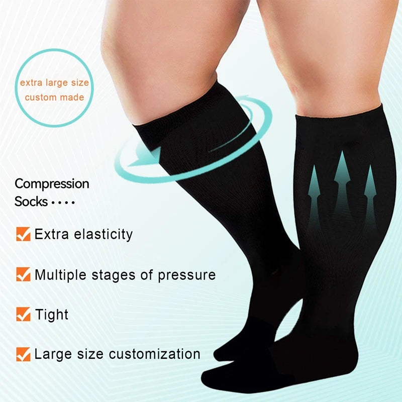 Unisex Compression Socks – Knee-High Support for Varicose Veins, Sports, Travel & Pain Relief