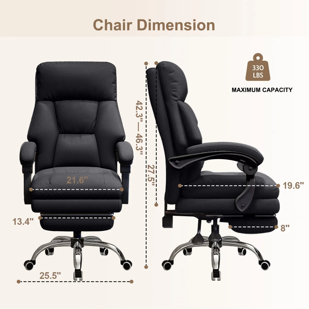 High Back Executive Office Chair – Comfortable Swivel Gaming & Work Chair with Footrest - Image 2