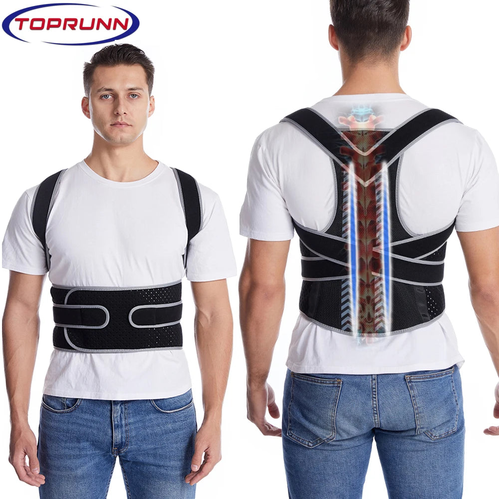 Straight Back Posture Corrector – Adjustable Shoulder & Lumbar Support Brace with Spine Plate