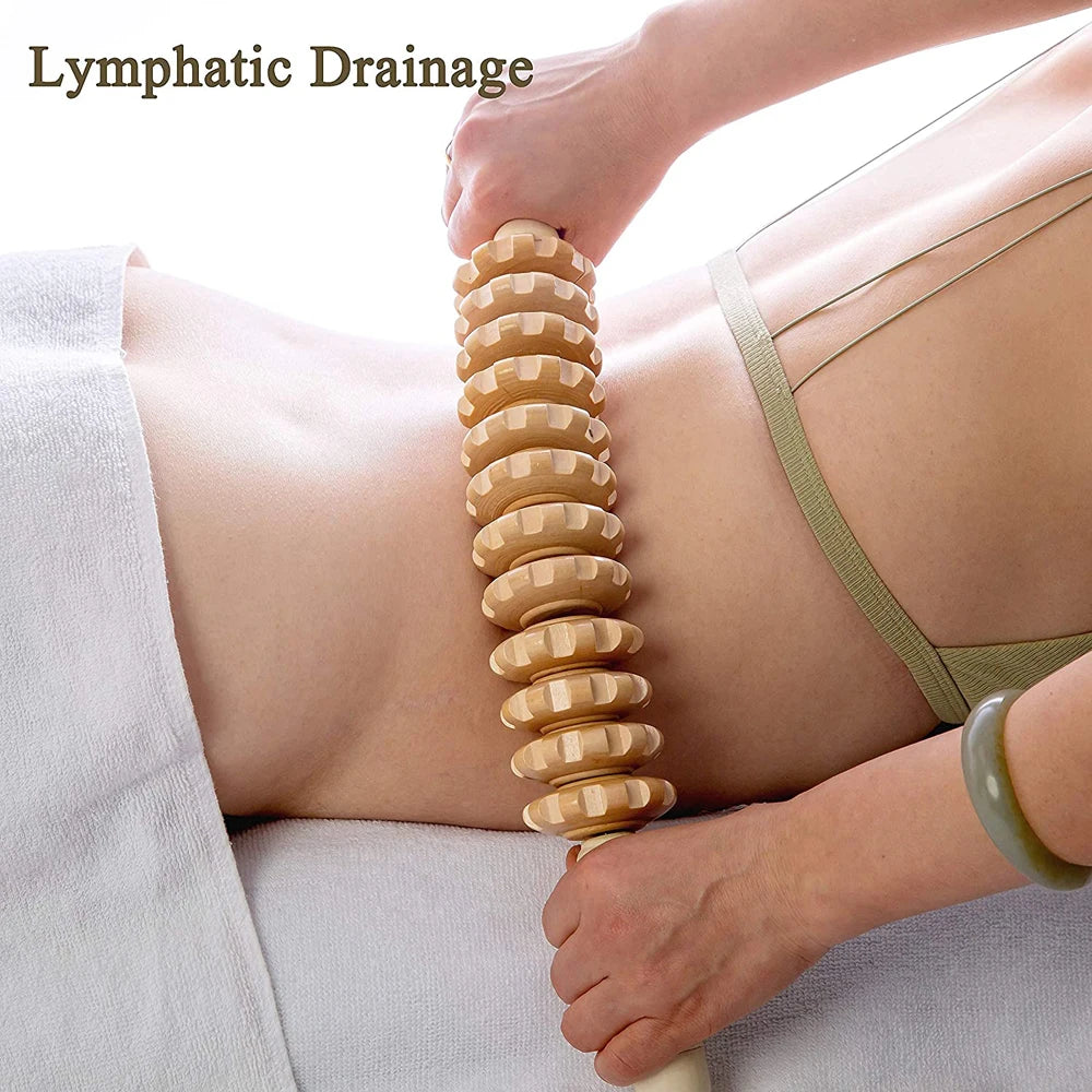 12-Wheel Wood Therapy Roller Stick – Curved Maderoterapia Colombiana Massager for Lymphatic Drainage - Image 5