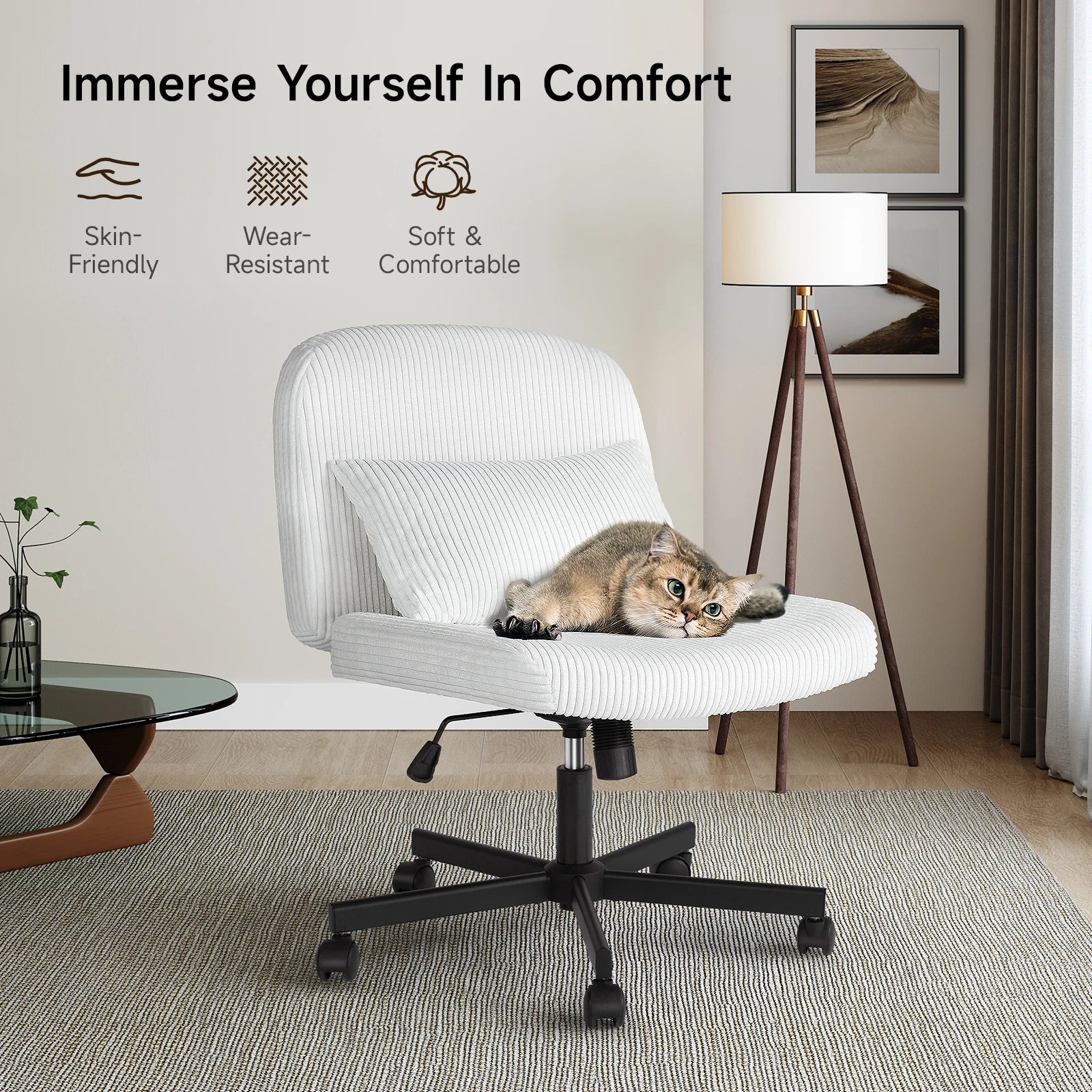 Cross-Leg Massage Office Chair – Mid-Back Adjustable Chair with Double-Layer Cushion - Image 9