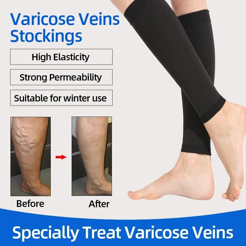 1 Pair Men’s Calf Sleeves – Compression Socks for Sports, Varicose Vein Relief & Running Support - Image 4