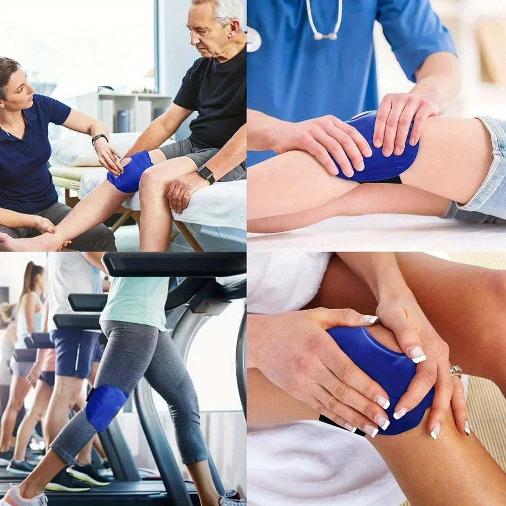 Silver-Purple Cooling Knee Brace – Adjustable Hot & Cold Compress Wrap - Image 6