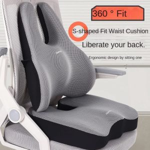 Memory Foam Seat & Backrest Cushion – Orthopedic Support for Office, Car & Home Use