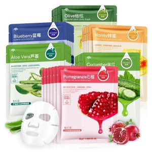 30pcs Natural Plant Facial Mask Set – Moisturizing, Oil Control & Anti-Aging Korean Sheet Masks