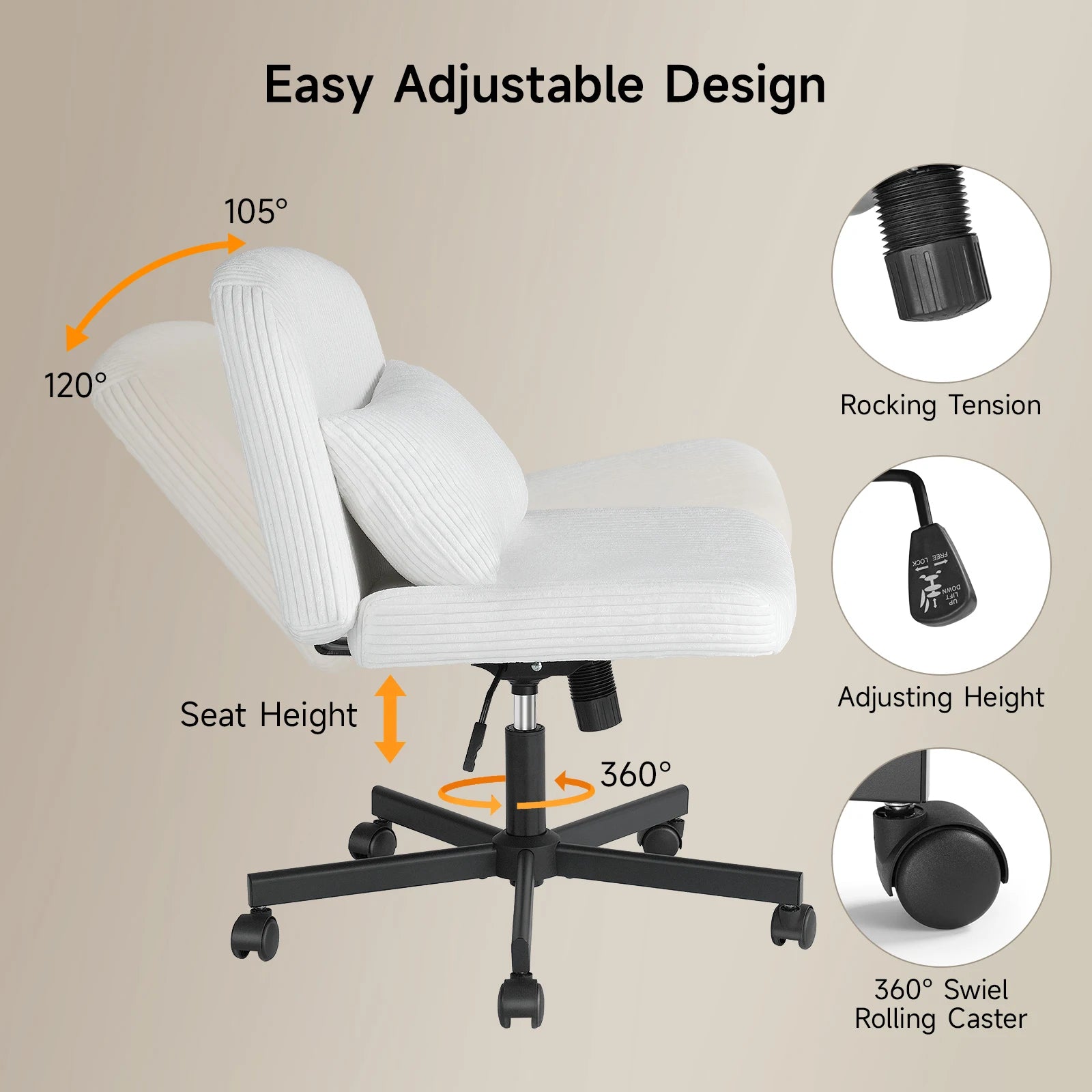 Cross-Leg Massage Office Chair – Mid-Back Adjustable Chair with Double-Layer Cushion - Image 3