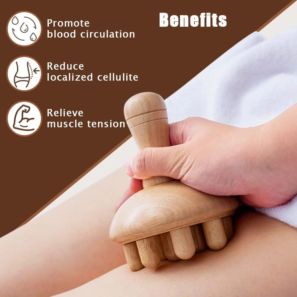 Wooden Mushroom Shape Massage Tool – Manual Wood Therapy for Full Body Anti-Cellulite & Lymphatic Drainage - Image 4