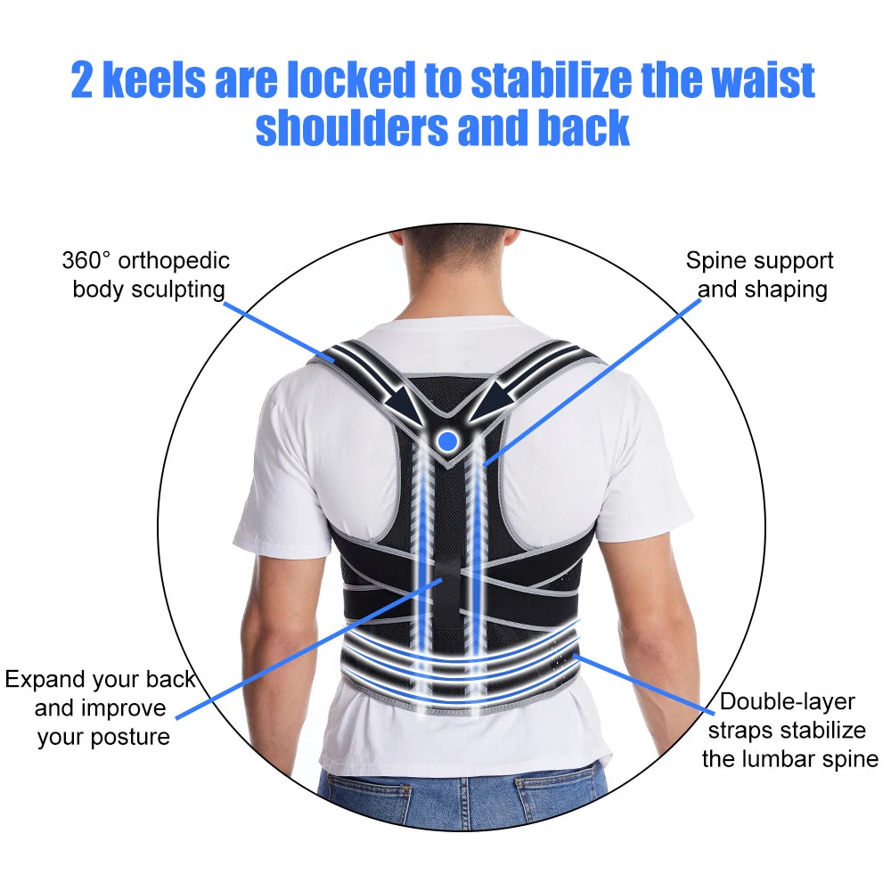 Straight Back Posture Corrector – Adjustable Shoulder & Lumbar Support Brace with Spine Plate - Image 4