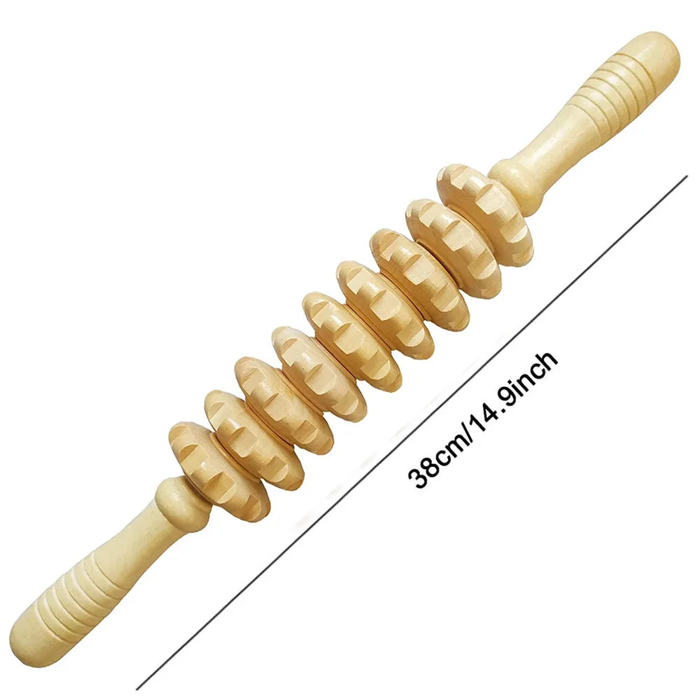 9-Roller Wooden Massage Stick - Image 8