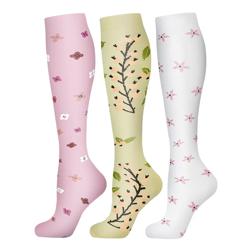 3 Pairs/Pack Compression Socks – 30mmHg Knee-High Support for Men & Women (58 Styles) - Image 12