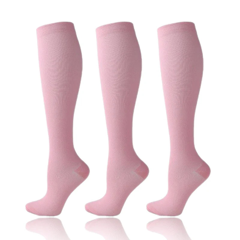 3 Pairs/Pack Compression Socks – 30mmHg Knee-High Support for Men & Women (58 Styles) - Image 53