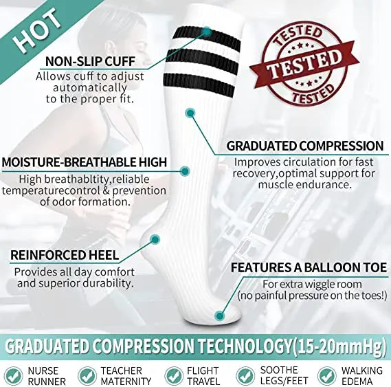 30mmHg Knee-High Compression Socks – Unisex Sports & Medical Support for Edema, Diabetes, and Varicose Veins - Image 5