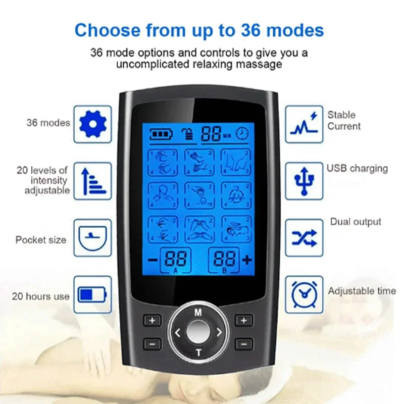 36-Mode TENS EMS Muscle Stimulator – Digital Acupuncture Slimming Machine - Image 3
