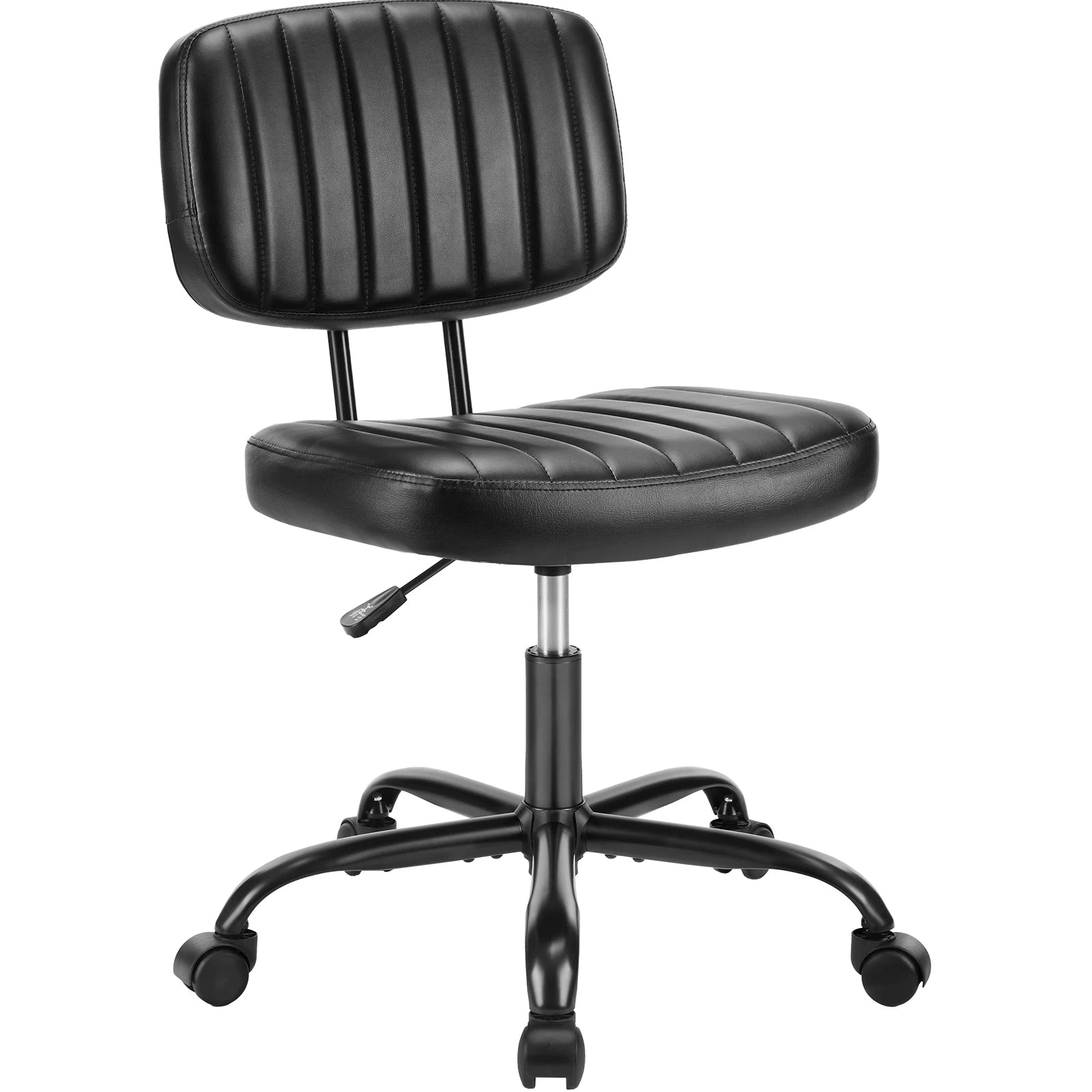 JHK Armless Office Desk Chair – PU Leather Computer Chair with Lumbar Support & 360° Swivel - Image 9